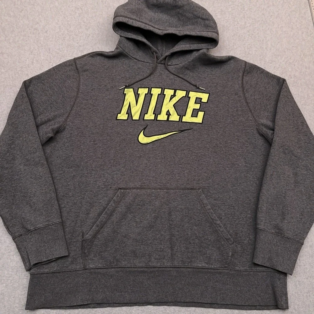 Nike Sportswear Pullover Hoodie Men's XXL Gray Spellout Vintage Style 526480
